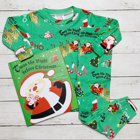 TWAS The Night Before Christmas Baby Pajamas and Book Set 4T Toddler